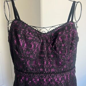 Corset lacy dress fully lined with Adjustable strapS, size L (fits like M)